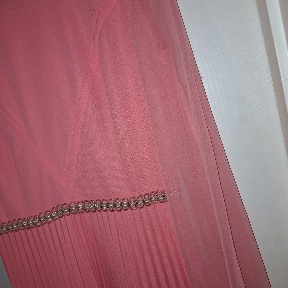 Vintage Retro Pink Peach Maxi Dress - Picture 4 of 10